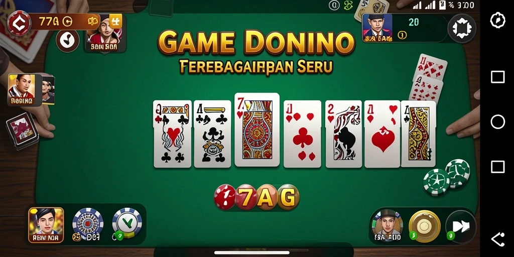 Screenshot permainan domino menampilkan suasana kompetisi yang seru.