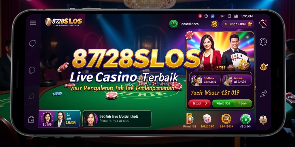 Screenshot 8728SLOTS menampilkan dealer langsung dan permainan slot yang menarik.