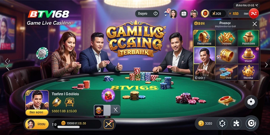 Screenshot gameplay menampilkan dealer profesional di BTV168 Live Casino.