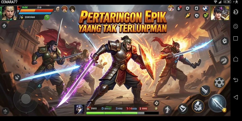 Gameplay seru di CEMARA77, pertarungan antara karakter beragam.