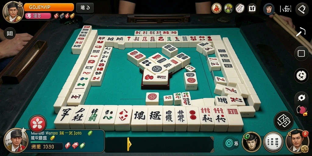 Tampilan gameplay seru GOJEKVIP yang menggambarkan keseruan Mahjong.
