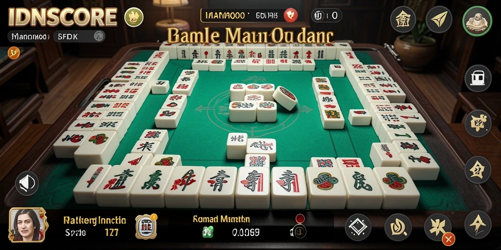 Tampilan gameplay Mahjong yang seru di IDNSCORE.