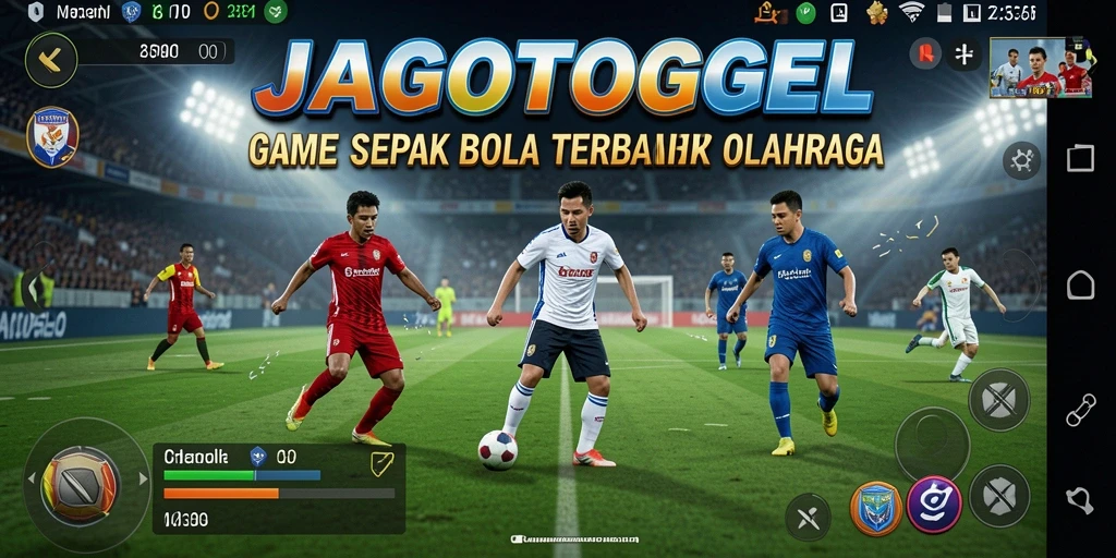 Tampilan gameplay menarik dari JAGOTOGEL dengan aksi pertandingan sepak bola.