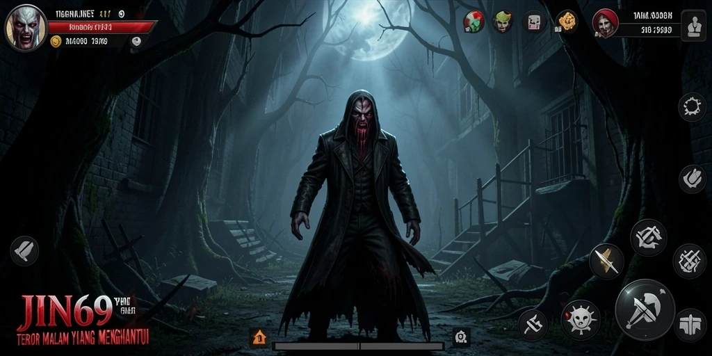 Tampilan gameplay JIN69 yang menyeramkan dan mendebarkan.