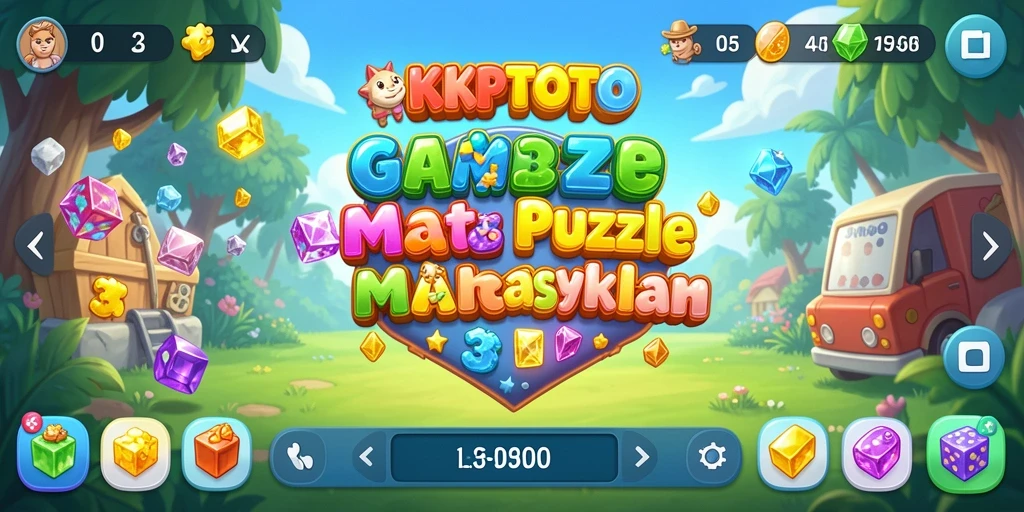 Screenshot gameplay KPKTOTO menampilkan kombinasi permata berwarna-warni.