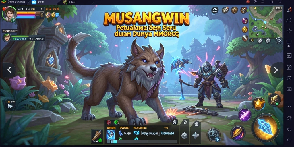 Tampilan gameplay seru dalam MUSANGWIN dengan aksi epik dan petualangan menantang.