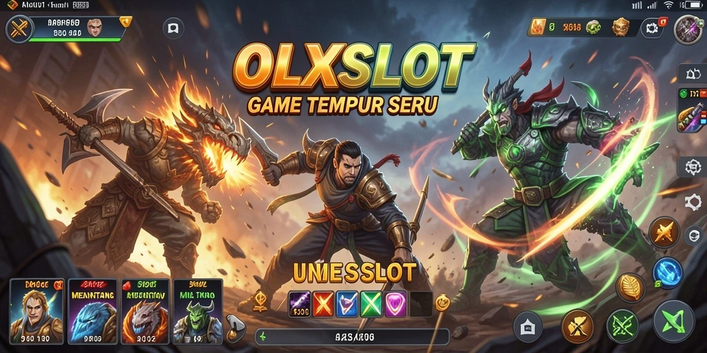 Tampilan gameplay <strong>OLXSLOT</strong> yang menegangkan dengan aksi tempur seru.