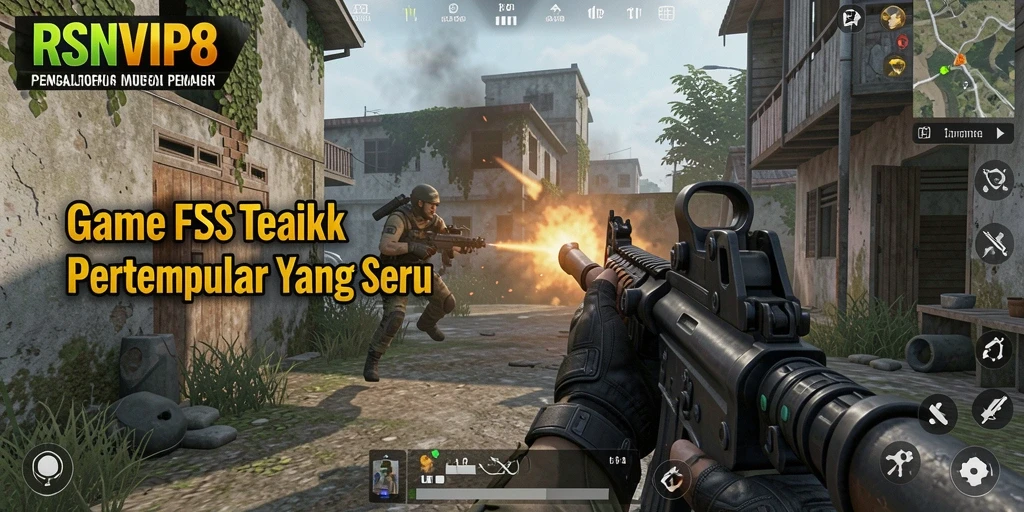 Screenshot menampilkan aksi seru gameplay RSNVIP8 dalam mode FPS.