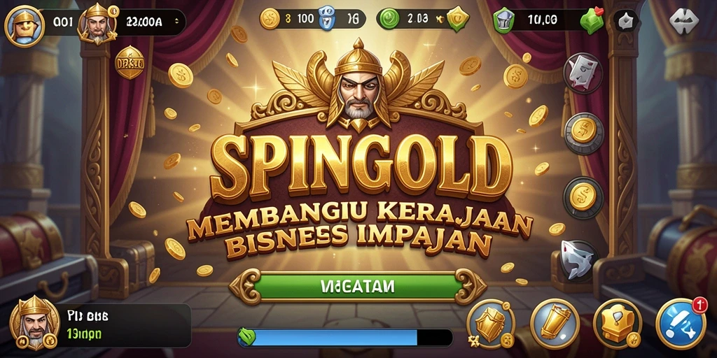 Tampilan gameplay SPINGOLD yang menampilkan aktivitas manajemen bisnis.