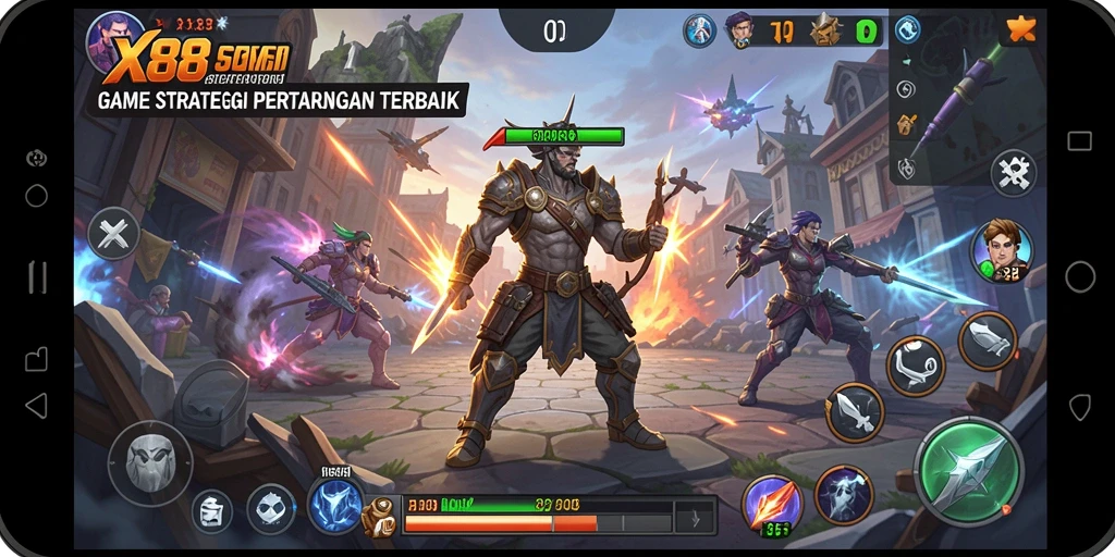 Tampilan gameplay X88 yang epik dan mendebarkan.